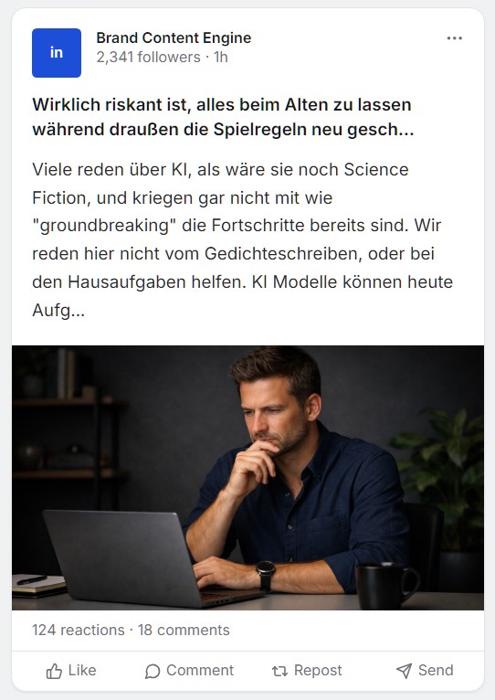 Beispiel LinkedIn-Beitrag aus der Brand Content Engine